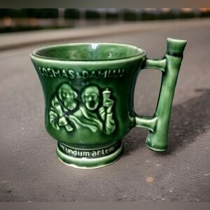 McCoy Pottery Cosmas & Damien Green Rx Mug, Schering Pharmaceuticals Coricidin
